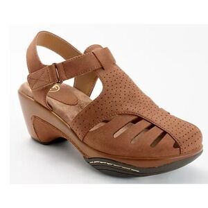 White Mountain Women's Adjustable heeled clogs Vie Brown Wedge Sandals Size 9